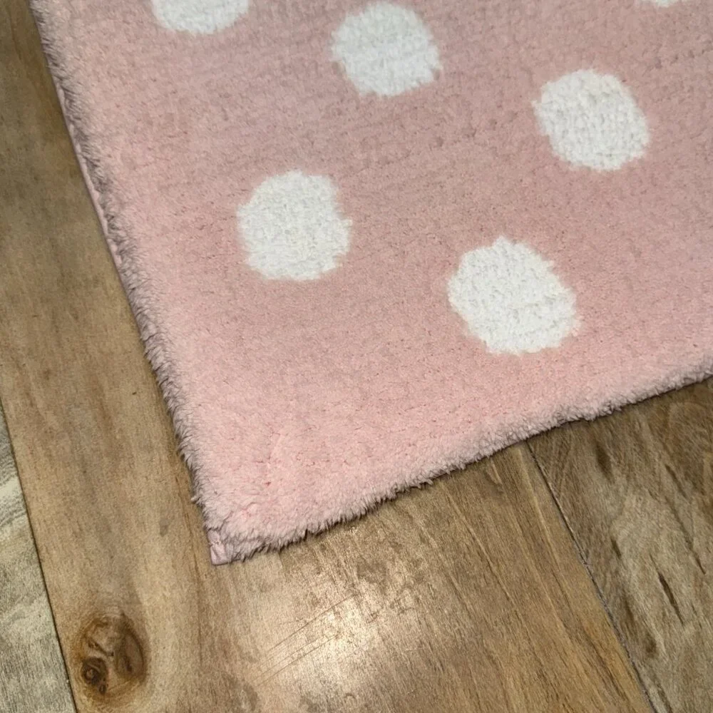 20 x 32 Kate Spade Ballet Pink White Polka Dots Bath Rug Mat Fuzzy Non Slip